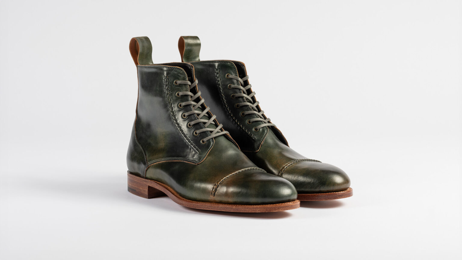 Barrack 'Stanley' WWII boot in Black Marble Horween Shell Cordovan