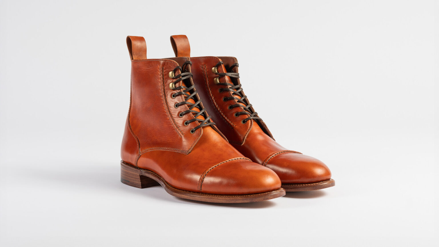 Barrack 'Stanley' WWII boot in Chestnut Spanish Veg Tanned Aniline Calf