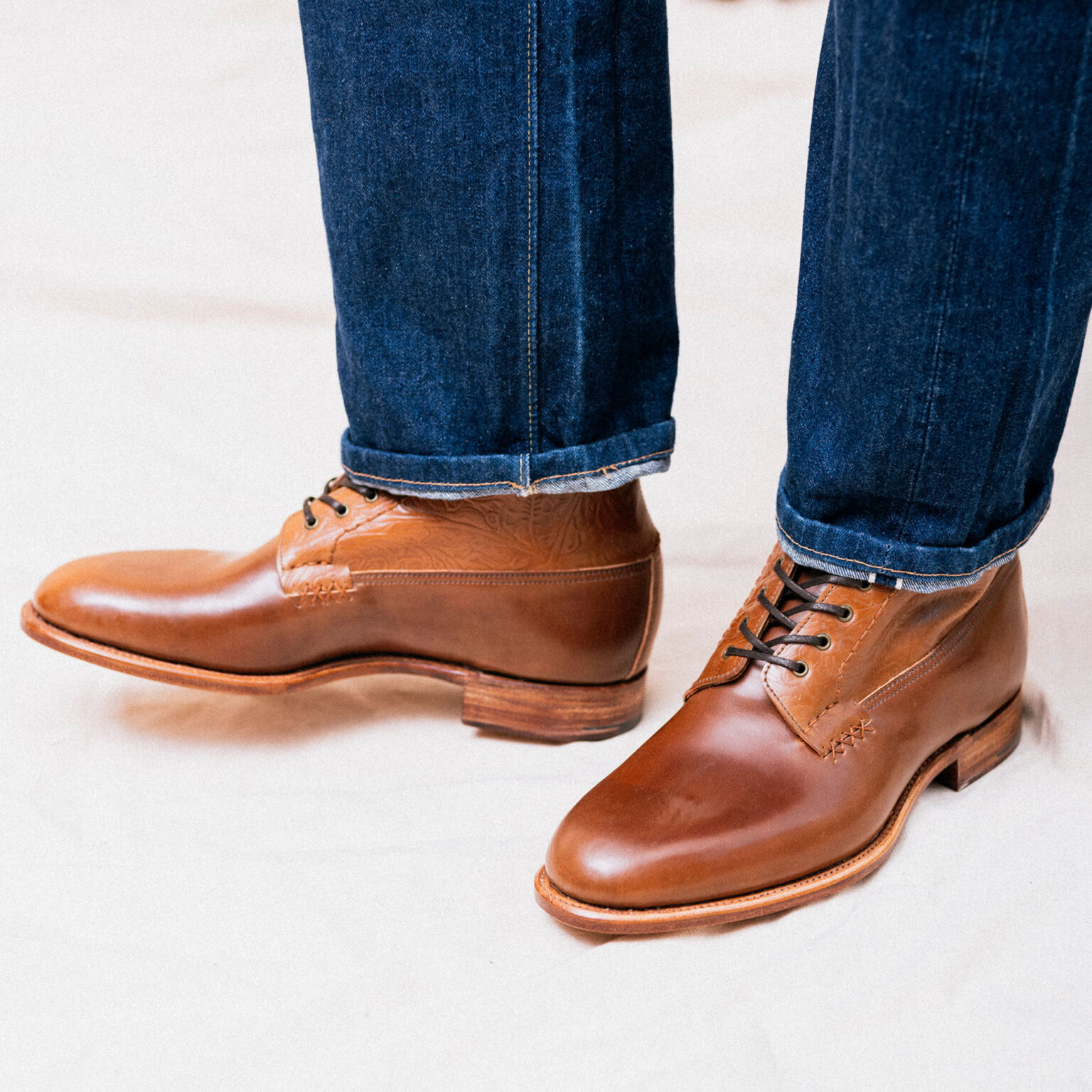 Daneville 'Komrade' WWI Boot in Bourbon Floral Horween Shell Cordovan