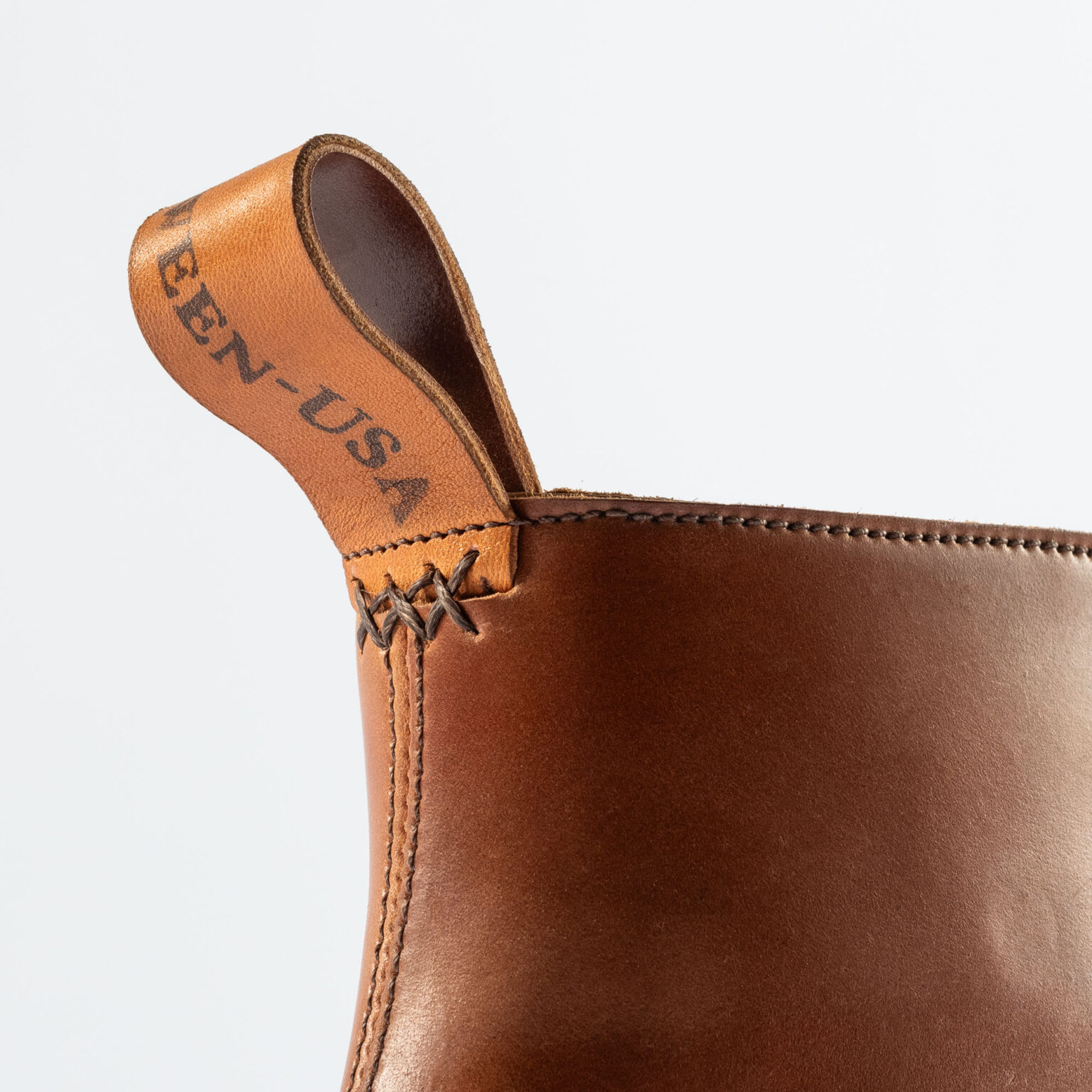 Closeup of ski hooks on Daneville 'Komrade' WWI Boot in Bourbon Horween Shell Cordovan