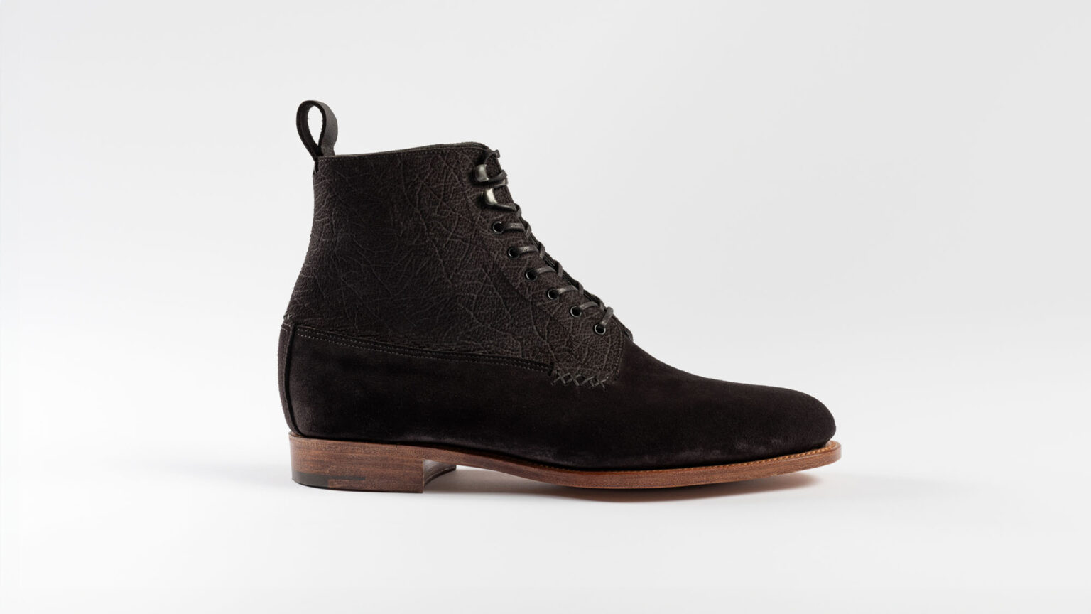 Side view of Daneville 'Komrade' WWI Boot in Black CF Stead Janus Calf