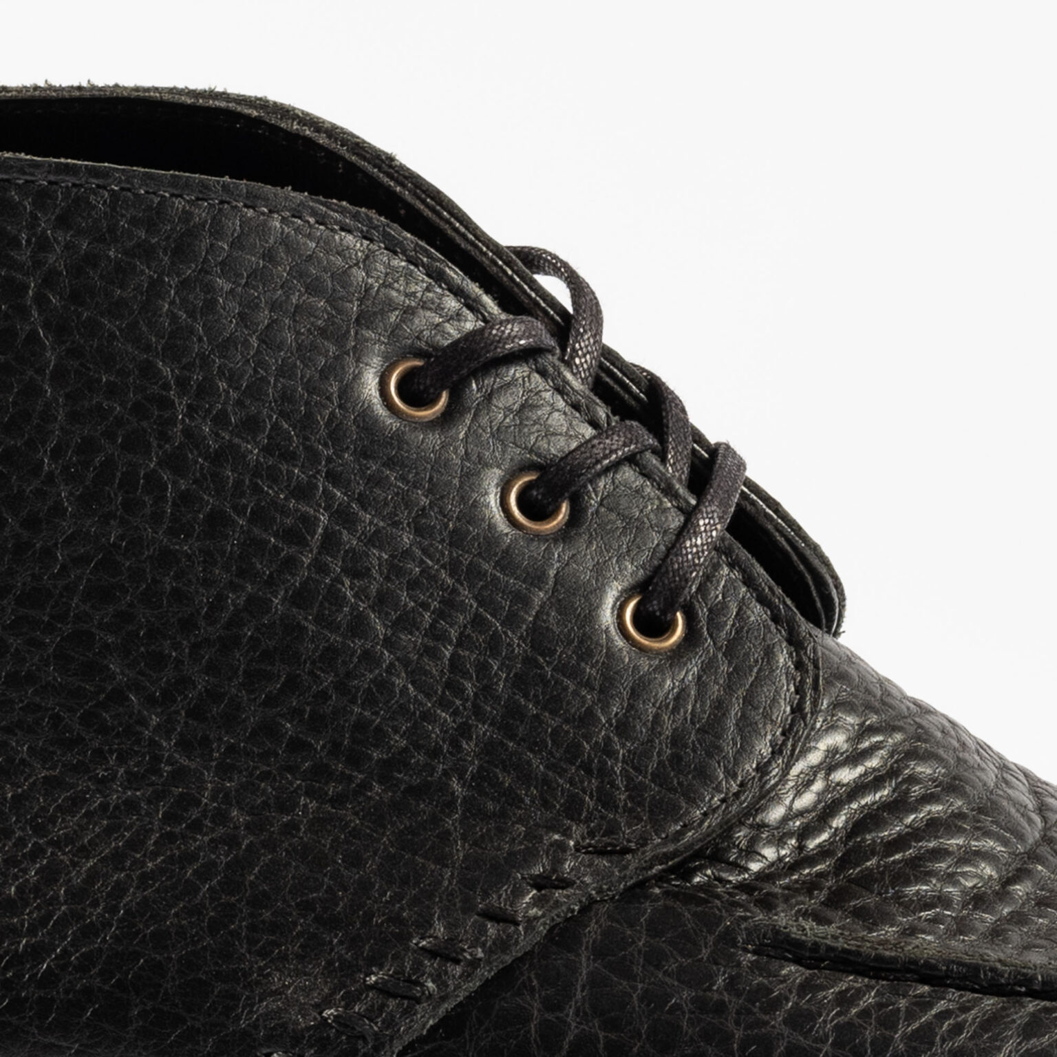 Side closeup of Edgware Ankle Boot in Black Horween Veg Tanned Bison