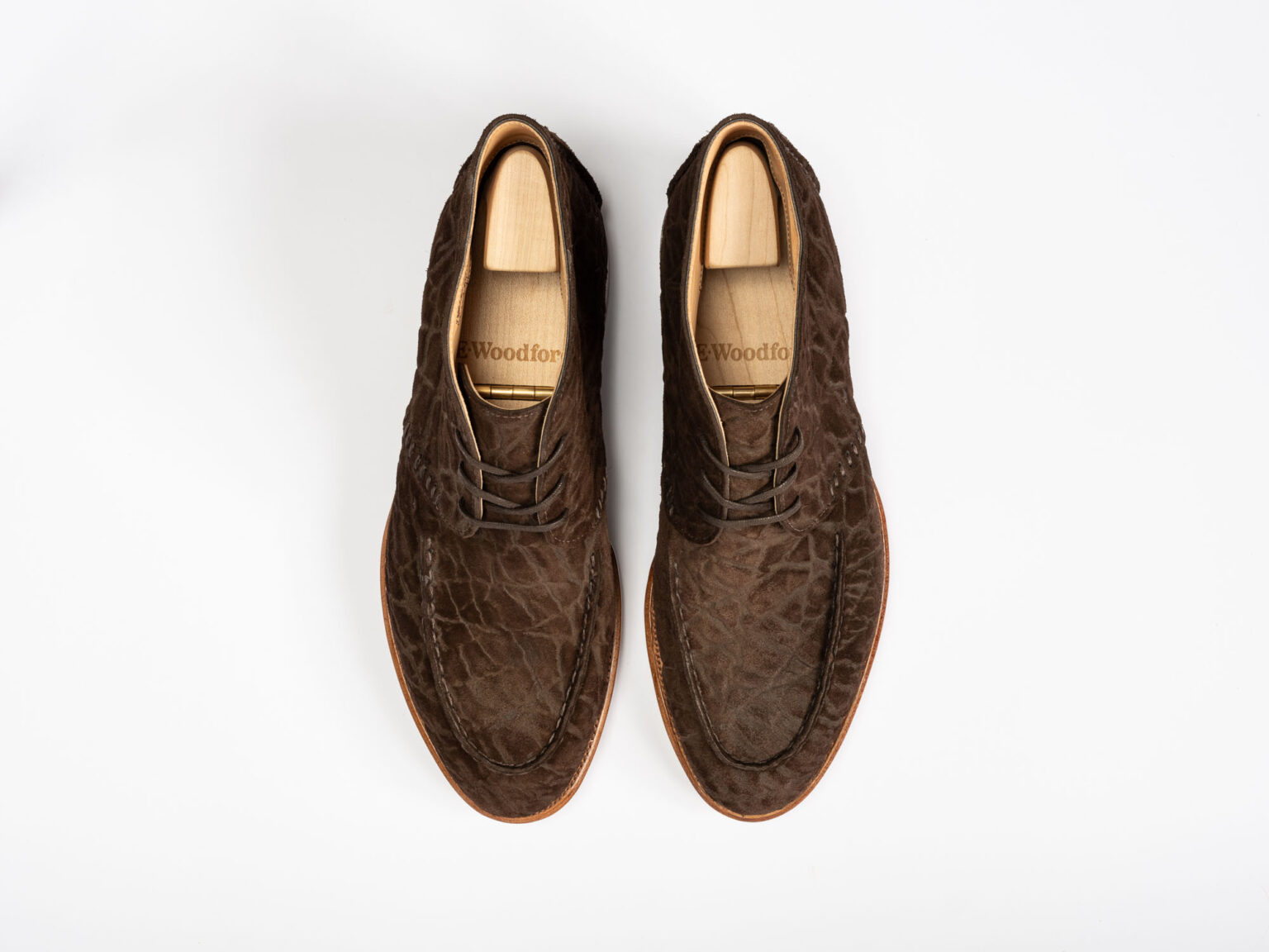 Aerial view of Edgware Ankle Boot in Bitter Chocolate CF Stead Janus Calf with Edwin emboss