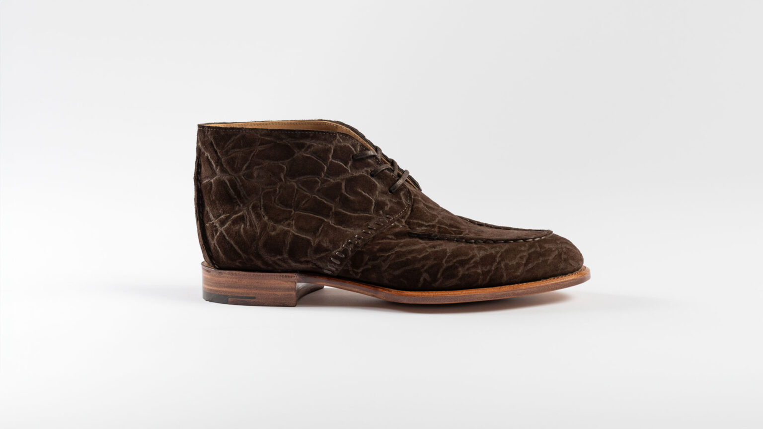 Side view of Edgware Ankle Boot in Bitter Chocolate CF Stead Janus Calf with Edwin emboss