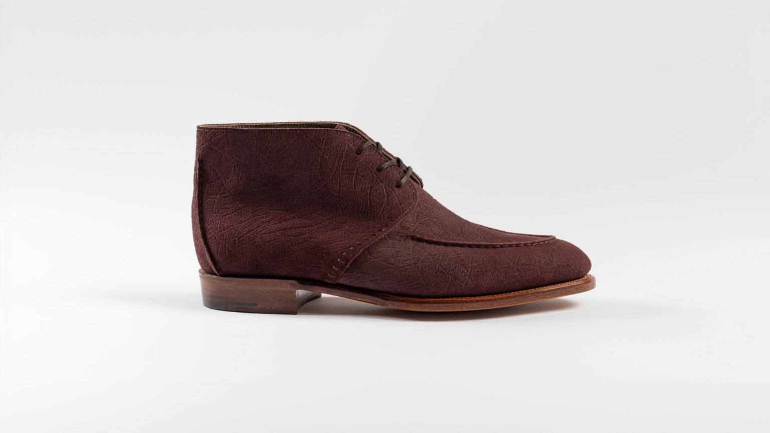 Side view of Edgware Ankle Boot in Dark Tobacco CF Stead Janus Calf with Ernest emboss