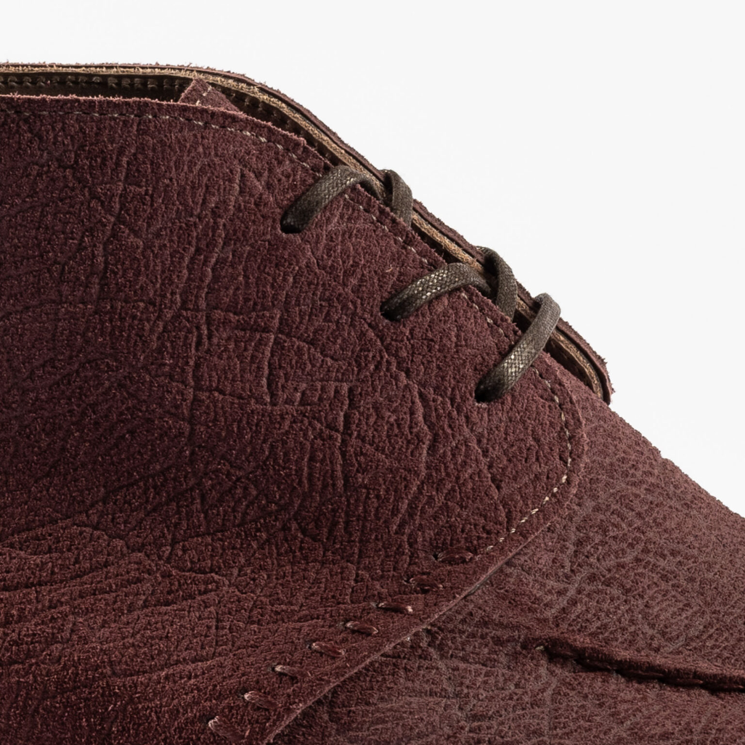 Side closeup of Edgware Ankle Boot in Dark Tobacco CF Stead Janus Calf with Ernest emboss