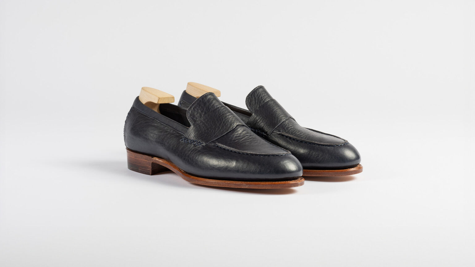 Fen Baseball Loafer in Navy Horween Veg Tan Bison