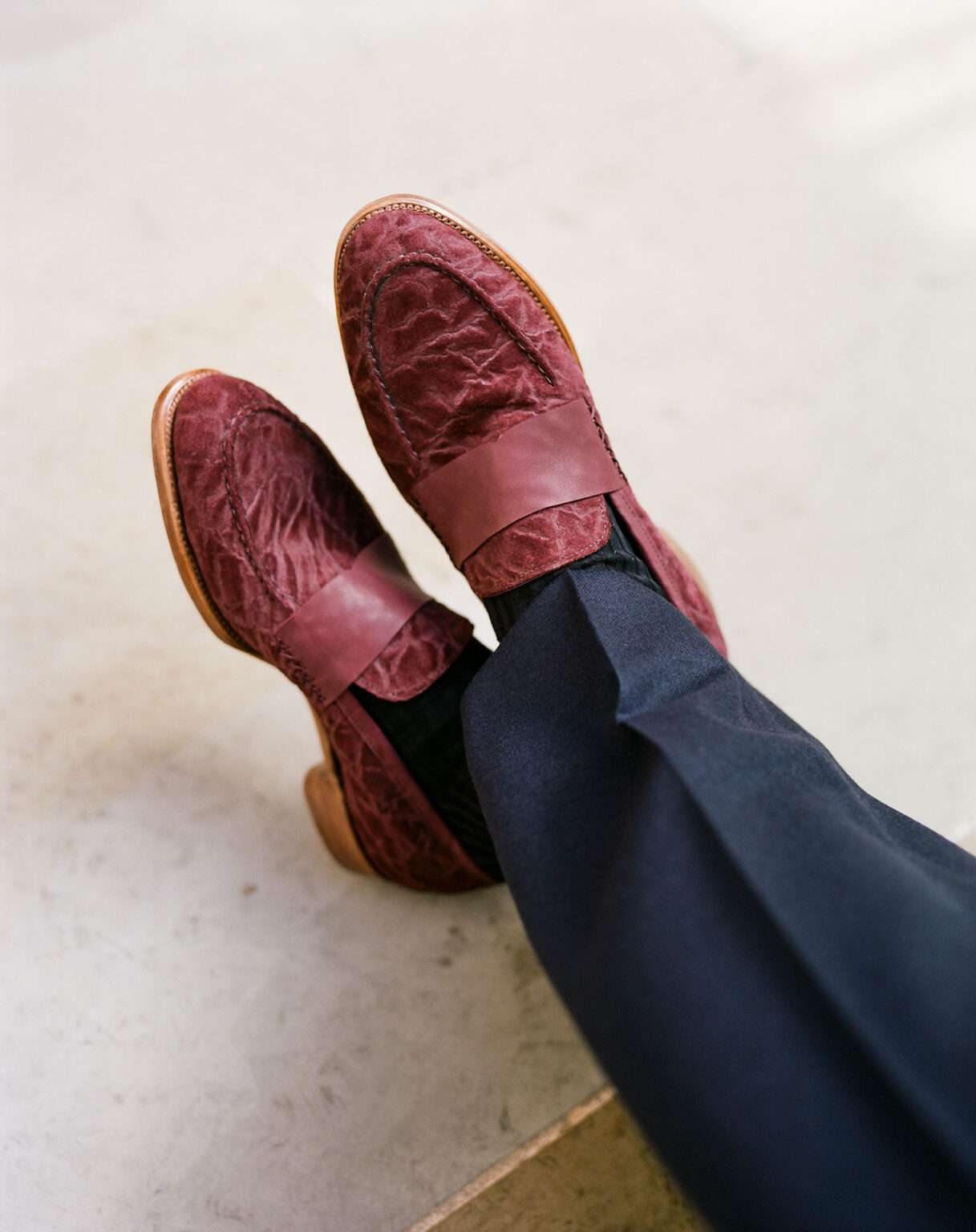 Fen Baseball Loafer in Nordic Red CF Stead Janus Calf with Edwin emboss