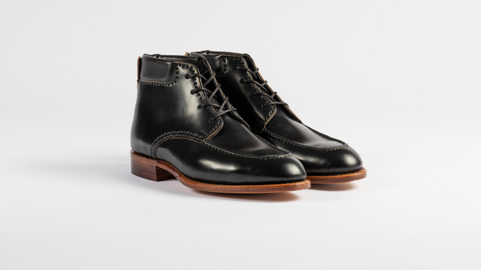 Foxley Padded Ankle Boot in Black Horween Shell Cordovan