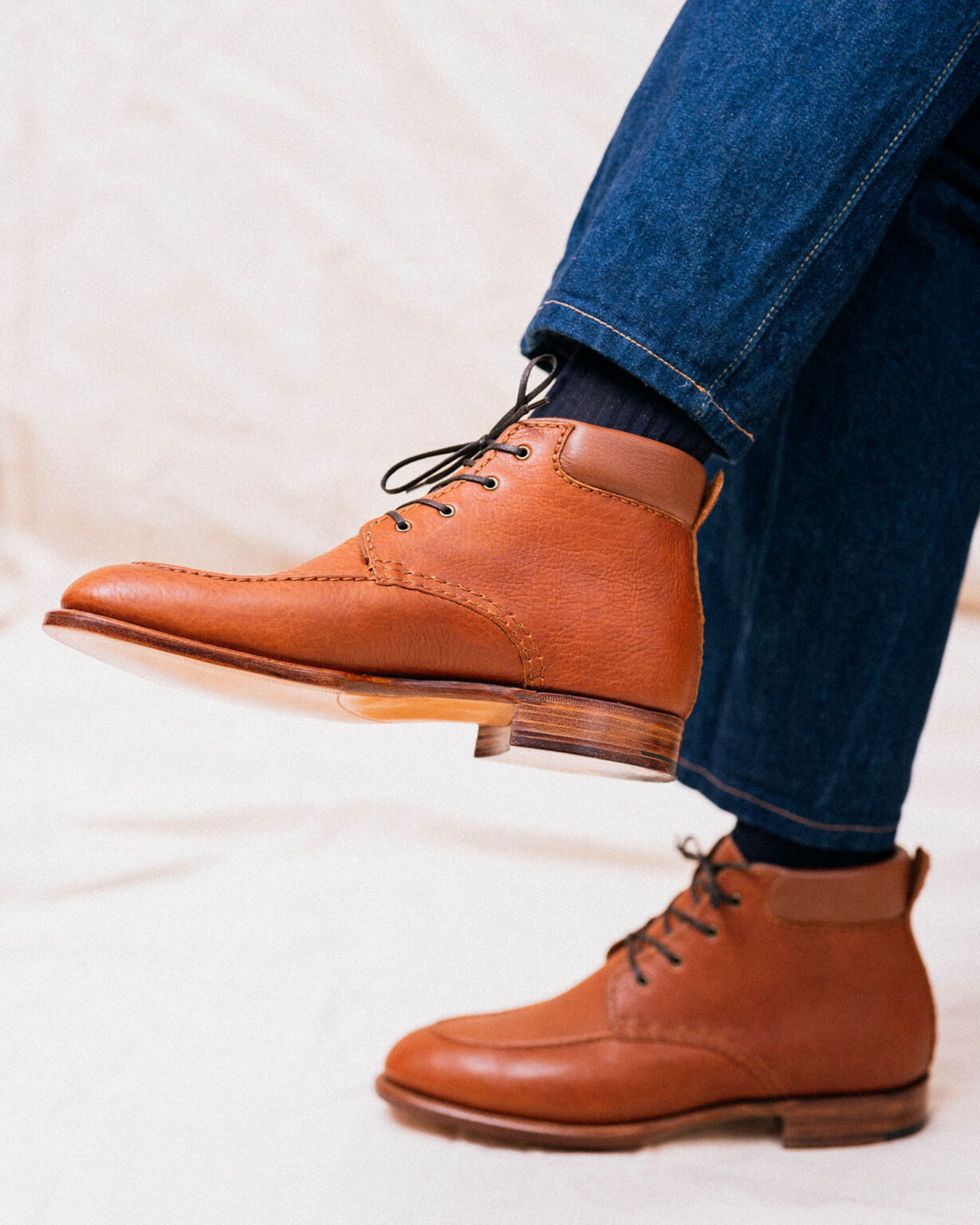 Foxley Padded Ankle Boot in Tan Horween Veg Tanned Bison