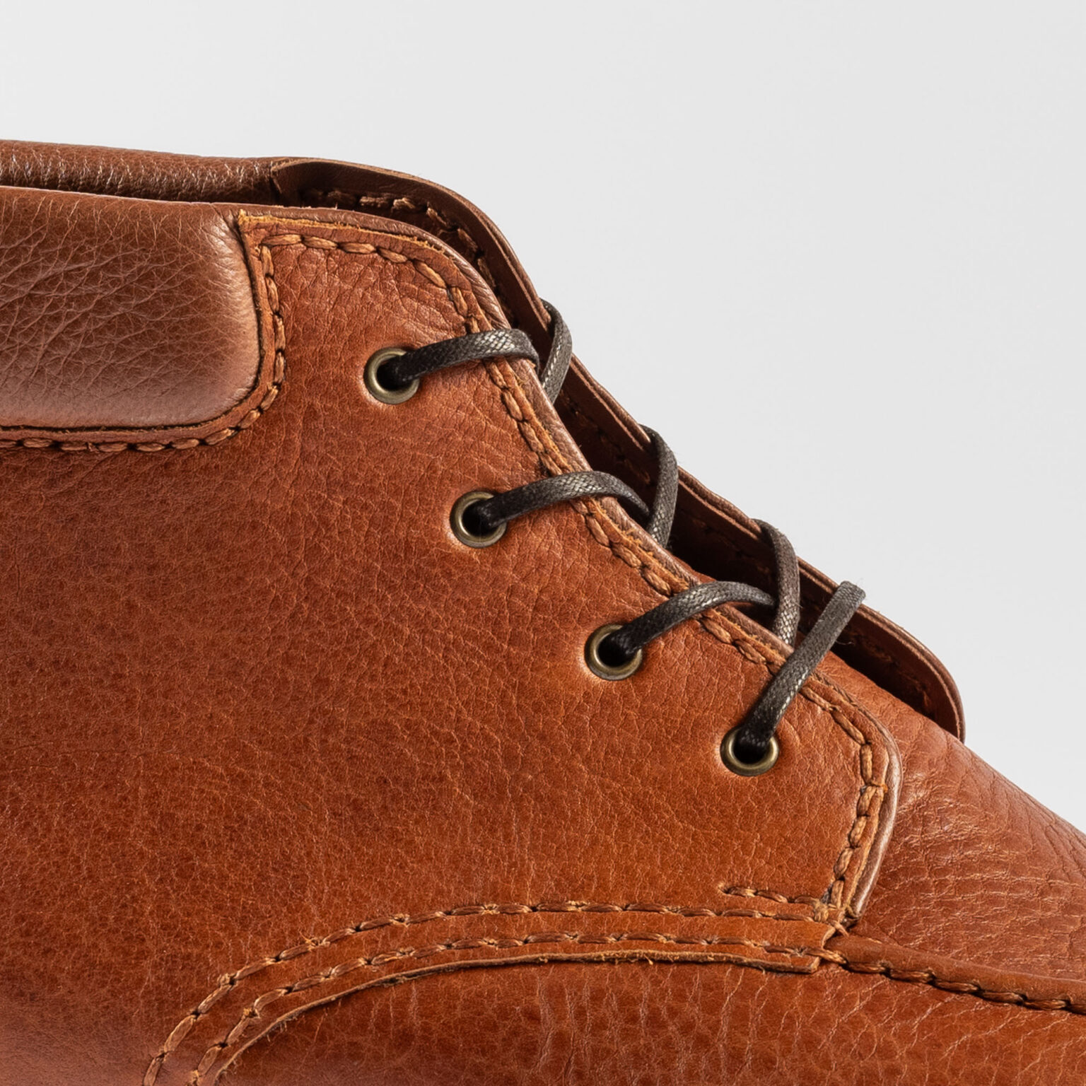 Side closeup of Foxley Padded Ankle Boot in Tan Horween Veg Tanned Bison