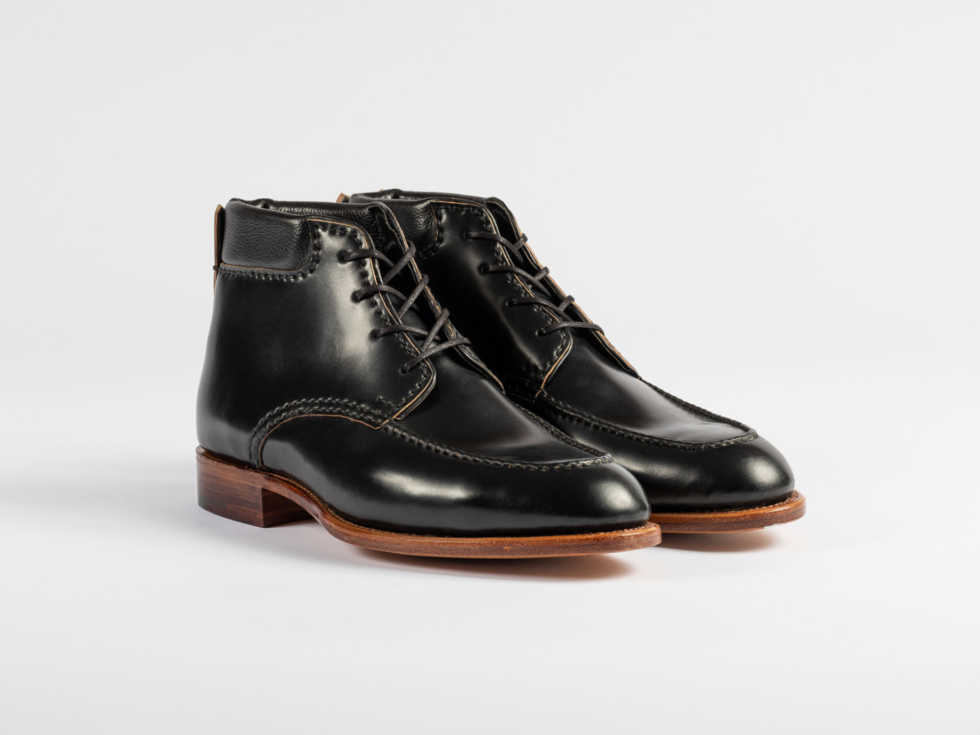 E.Woodford Foxley Padded Ankle Boot in Black Horween Shell Cordovan