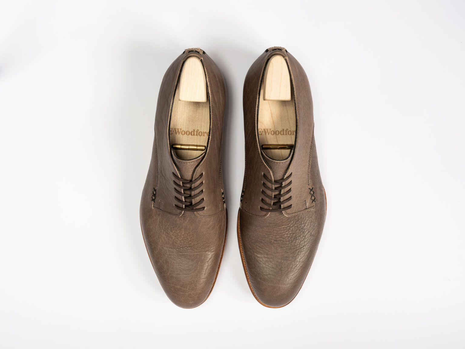 Aerial view of Kennington Gibson in Grey Horween Veg Tanned Bison