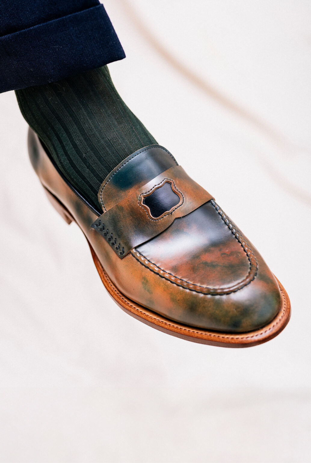 Watling Loafer in Black Marble Horween Shell Cordovan