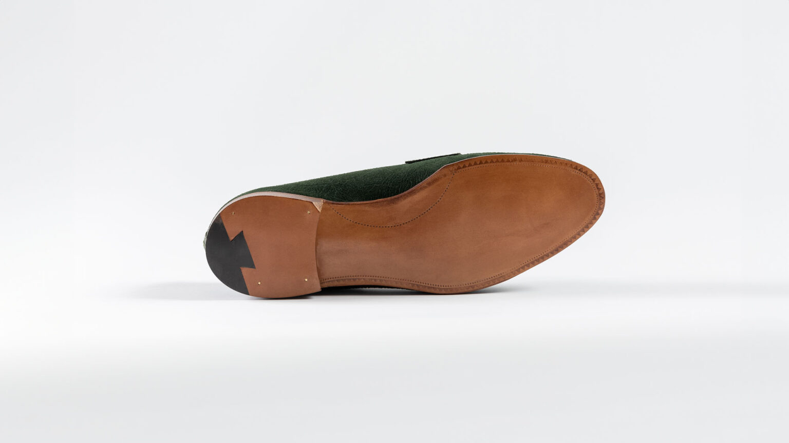 Sole of Watling Penny Loafer in Racing Green CF Stead Janus Calf