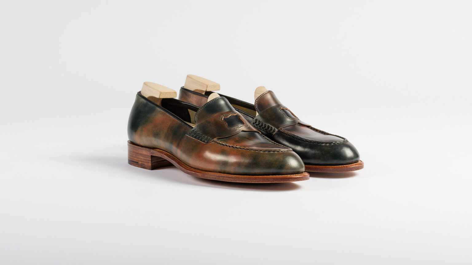 Watling Penny Loafer in Black Marble Horween Shell Cordovan