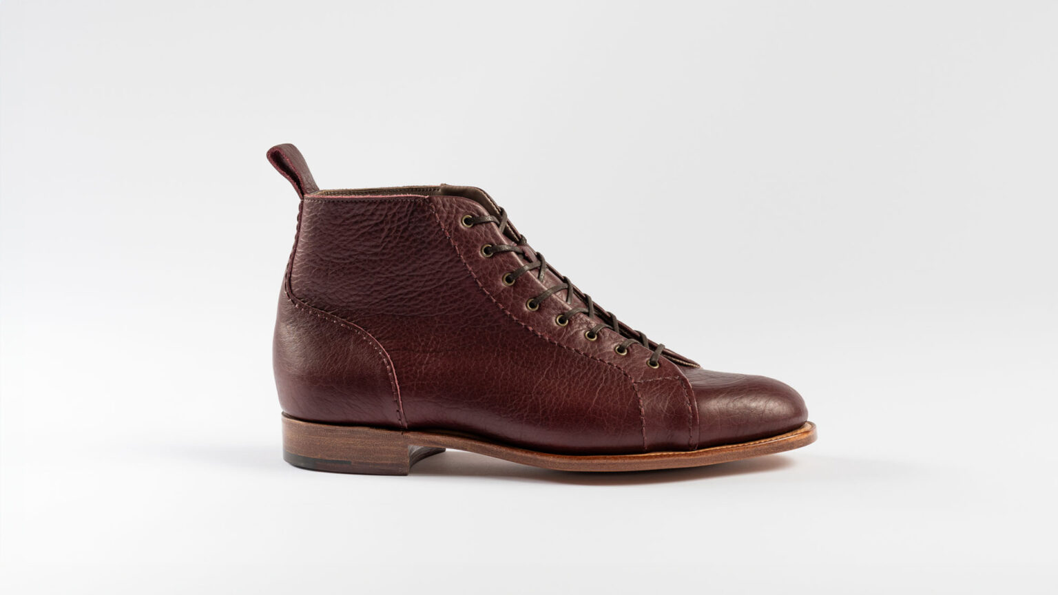 Side view of Woburn Monkey Boot in Nordic Red Horween Veg Tanned Bison